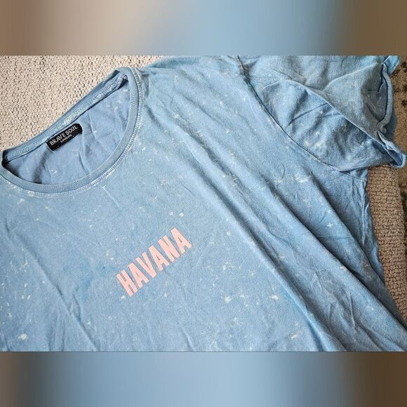 🎁Brave soul mens Havana blue discolor/ distress look tee - Picture 1 of 3